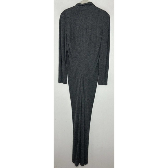 Ling-Shan Li Made In New York Gray Zip Front Long Sleeve Maxi Dress Size Large - Picture 7 of 7